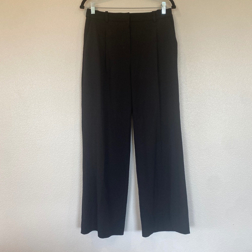 HM Black High Waisted Wide Leg Dress Pants Pleated Trousers US 8 1176512 0